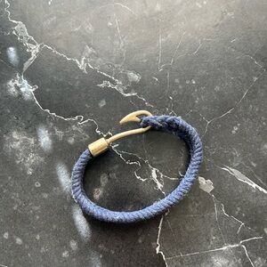 Blue Rope Bracelet with Hook Clasp